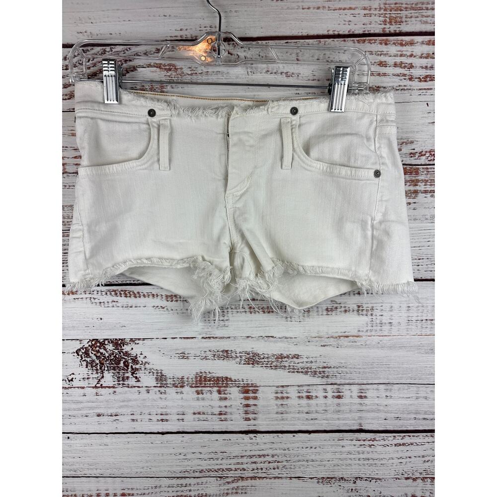 Womens Citizens of Humanity White Denim Mini Shorts Cut Off Low Rise 25 Fits 28